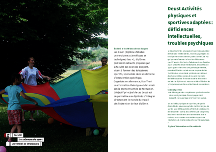 <strong>Plaquette de présentation du DEUST Activités physiques et sportives adaptées : déficiences intellectuelles, troubles psychiques</strong>