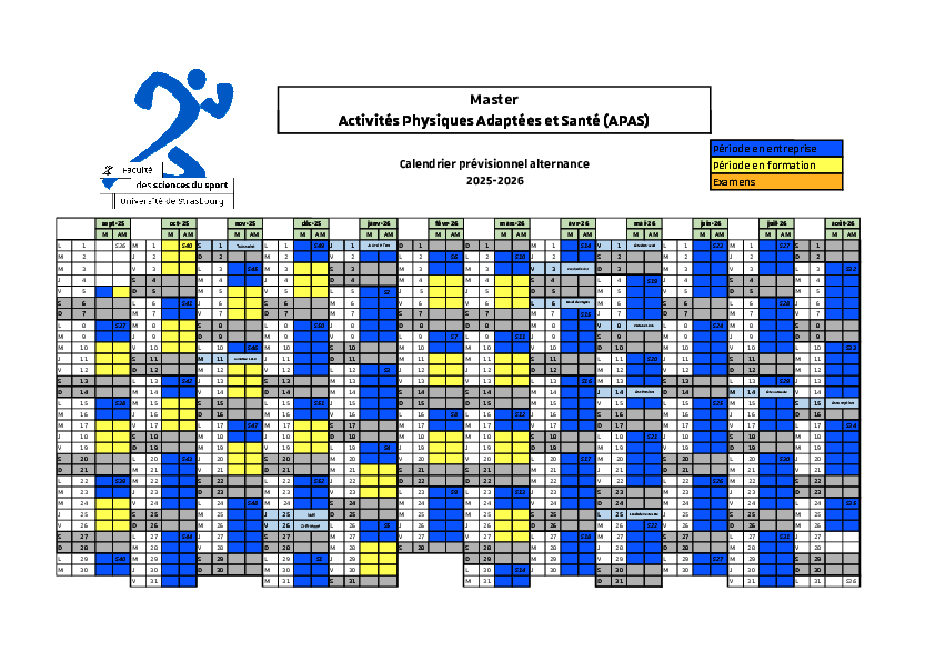 Master 1 Activités physiques adaptées et santé